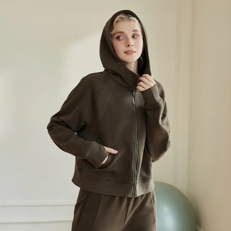 QUMOR Женские спортивные куртки с карманами и отверстиями для большого пальца