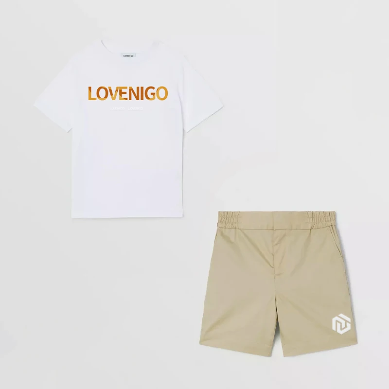 

NIGO Children's Cotton Embroidered Short Sleeve T-Shirt Shorts Suit #nigo33951