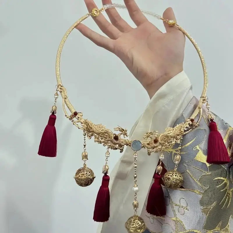 1 шт. китайские аксессуары Hanfu, древнее ожерелье династии Yingluo Ming, этнический стиль, подходящее ко всему искусственное ожерелье ручной работы