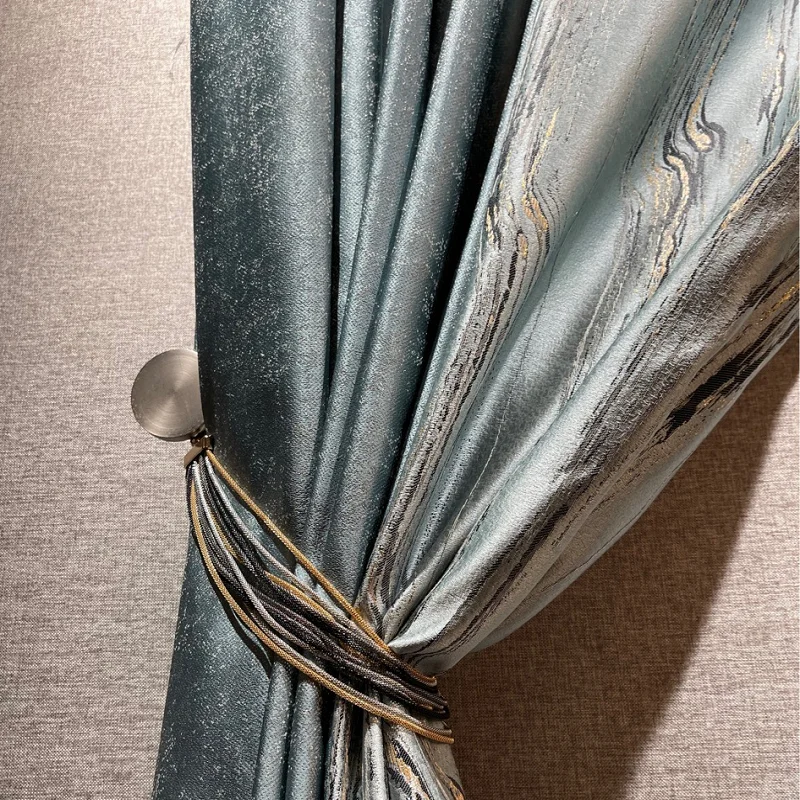 

Curtains for Living Dining Room Bedroom Forest Blue American Modern Simple Blackout Vertical Blinds Luxury Nordic Splicing