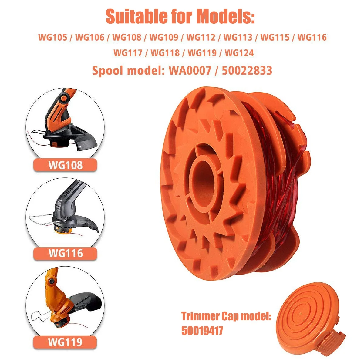 WA0007 / 50022833 запасная катушка триммера для Worx WG116 WG119 проводные фототриммеры 16 футов