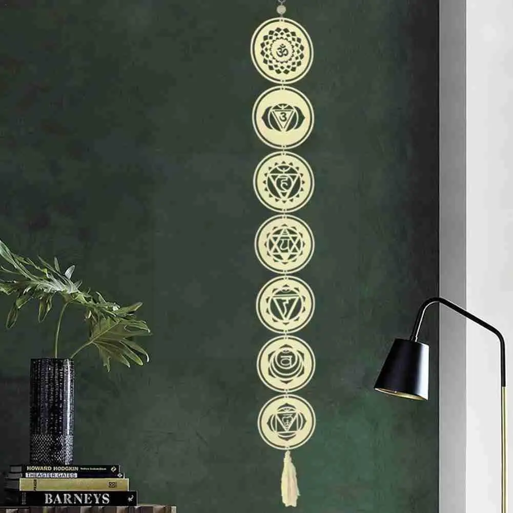 

Wooden Seven Chakra Spiritual Healing Ornaments Bohemian Home Decoration Retro Home Style Style Meditation Ornament Wall Yo X4U9
