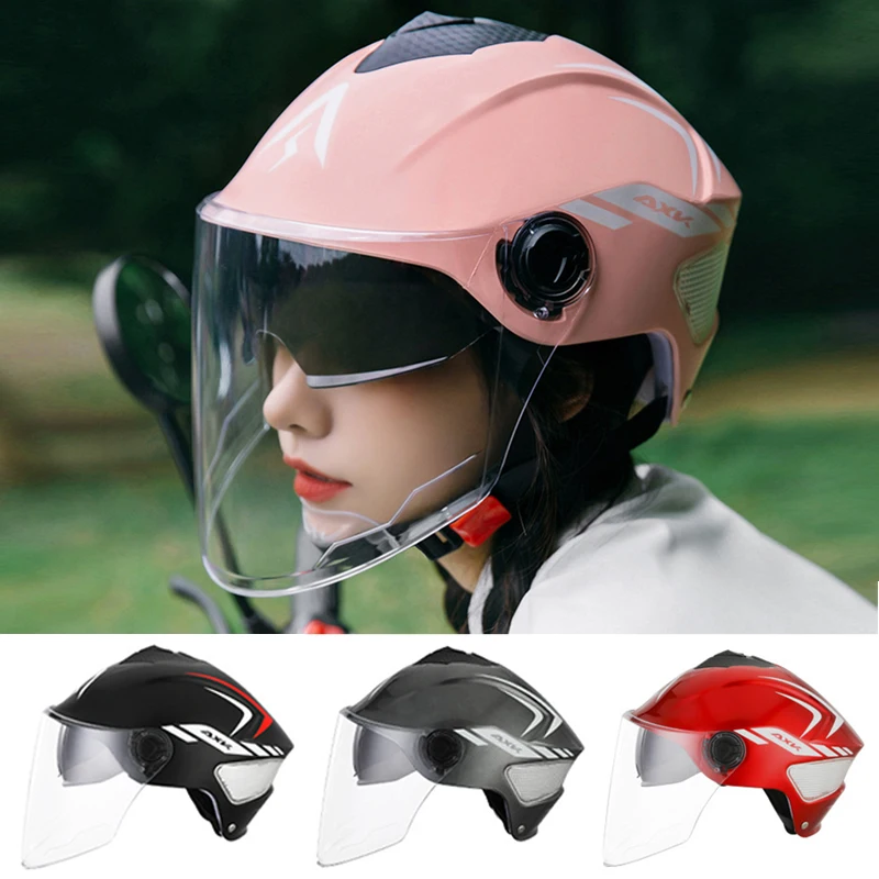 

Casque de moto pour hommes et femmes, ouvert au visage, demi-casque, Style vélo électrique, Scooter Anti-UV, casque de sécurité