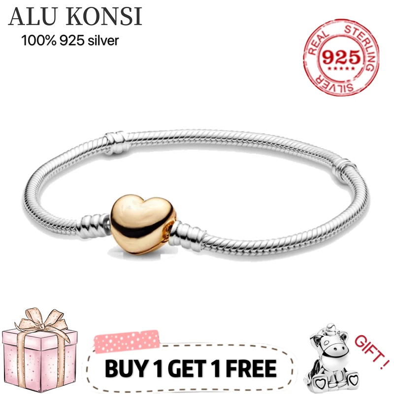 

Женский браслет из серебра 100% пробы, с подвеской в виде сердца