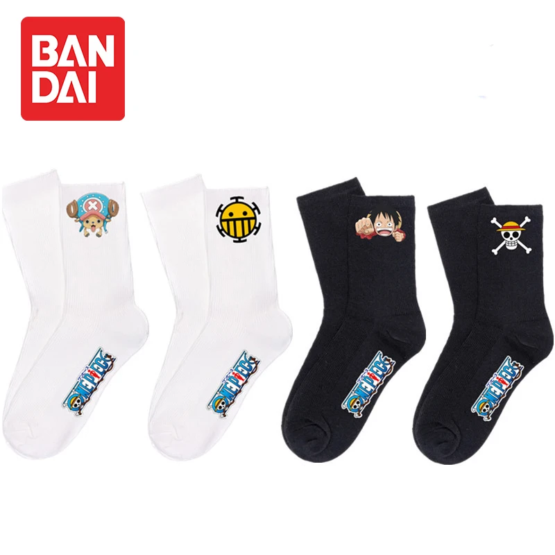 

One Piece Cotton Socks Luffy Zoro Cartoon Anime Figures Breathable Sports Winter Warmth Sock Black White Color Stockings Gifts