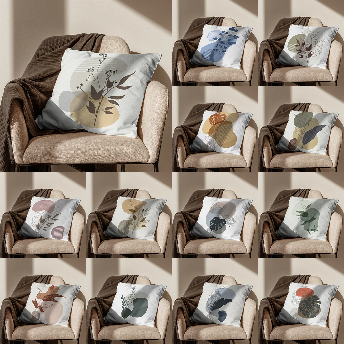 

Brown Beige Abstract Series Pillow Case Home Office Decor Gift Minimalist Modern Art Cushion Cover Cojines Decorativos Para Sofá