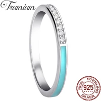 trumium 925 sterling silver blue epoxy rings for women clear zircon stackable engagement wedding bands anillos jewelry gift