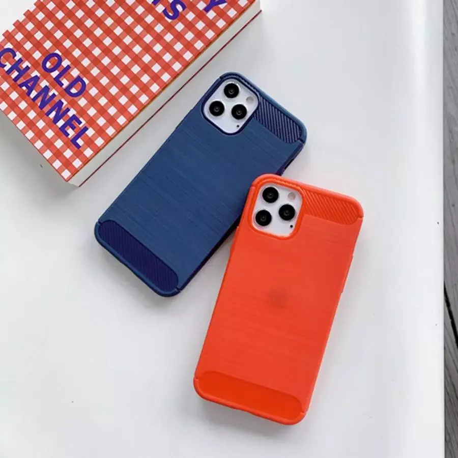 

Luxury Soft Silicone Phone Case for iPhone 13 12 11 Pro XS Max XR X 7 8 Plus Carbon Fiber TPU Drawing Material Matte Back Cover