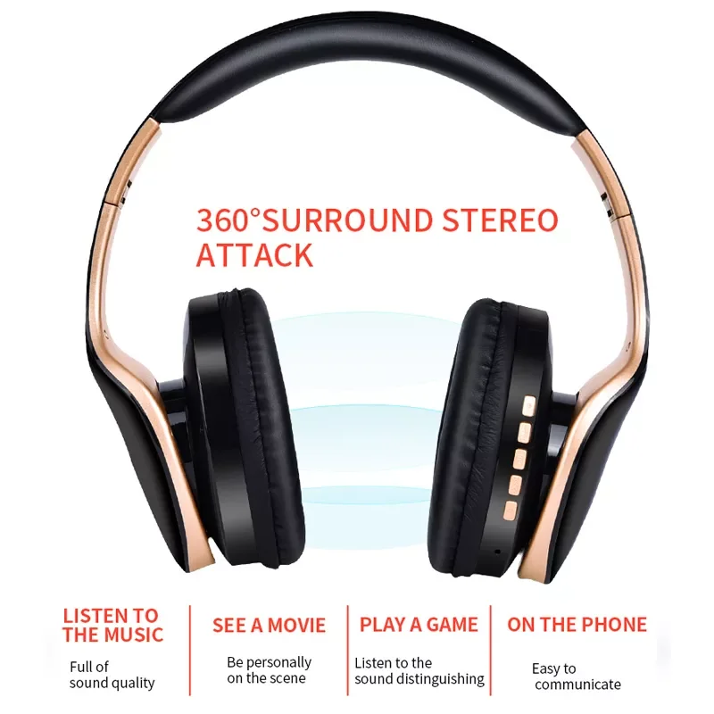 

TF Card With Mic For PC All Phone Music Wireless Headphones Bluetooth Headset Foldable Stereo Headphone Gaming Earphones Support