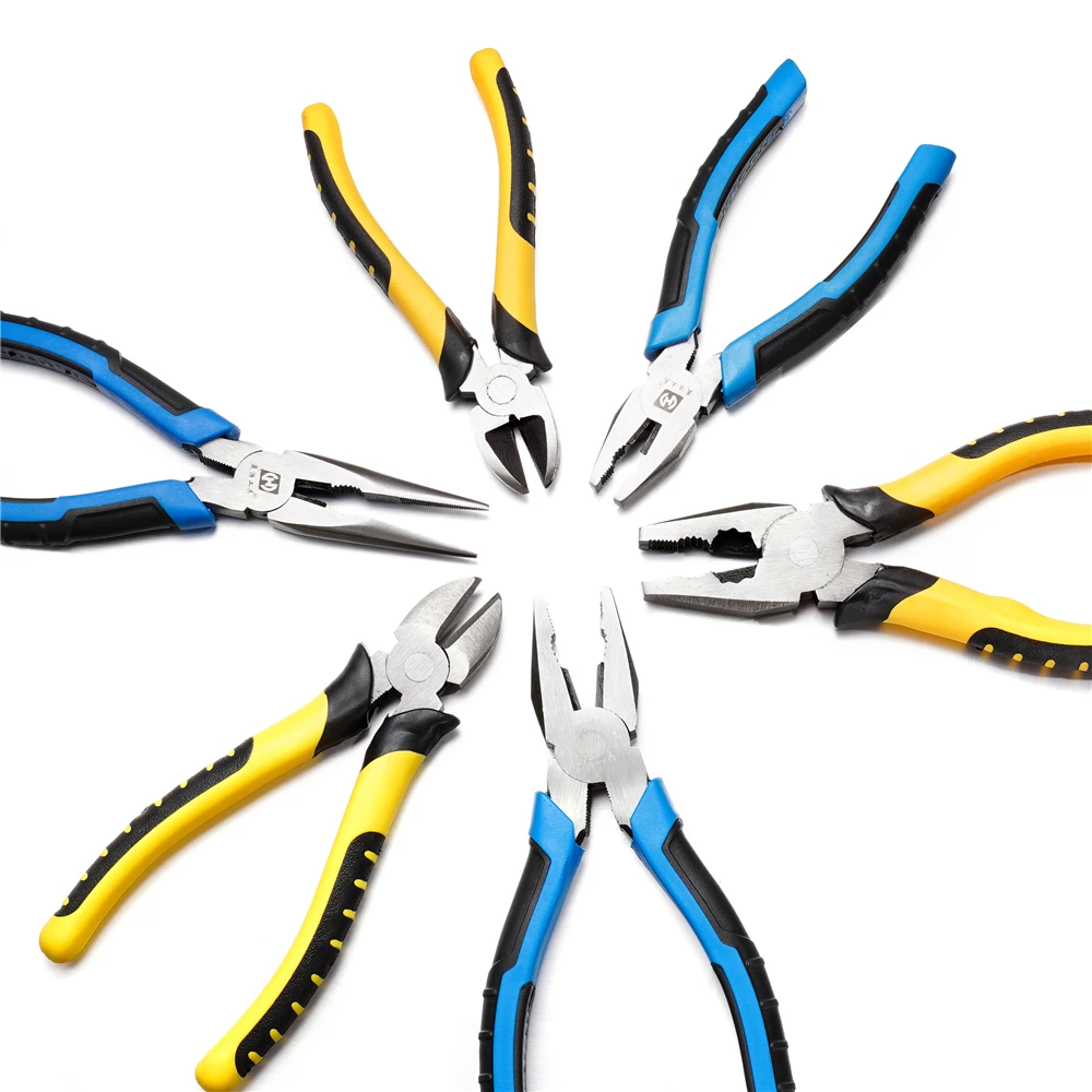 

6/8Inches Steel Pliers Rubber Handle Needle Nose Diagonal Nose Pliers Wire Pliers Hand Tools for DIY Jewelry Making Tools