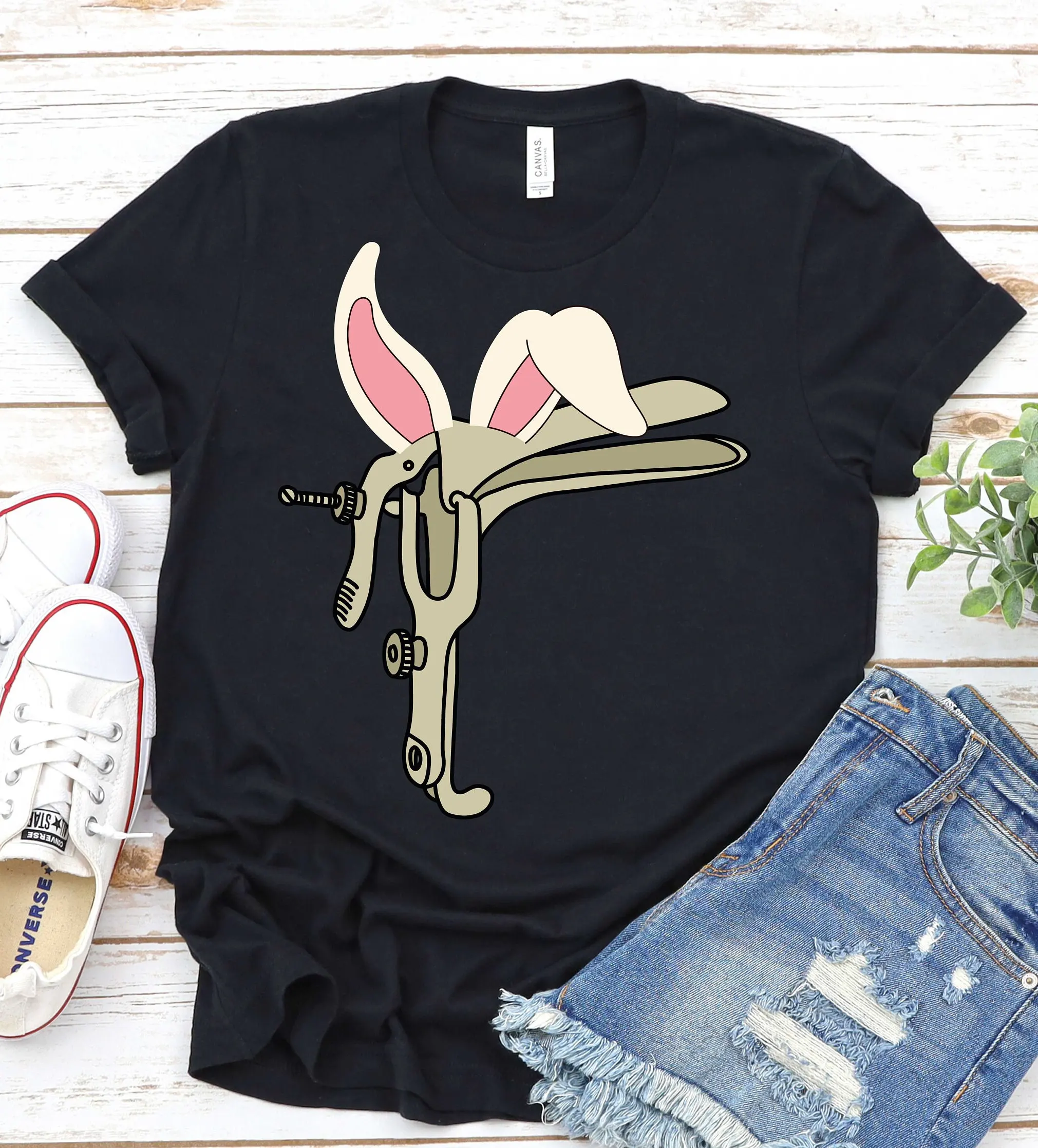 Работоспособность и доставка Пасхальный кролик Футболка L D день медсестры