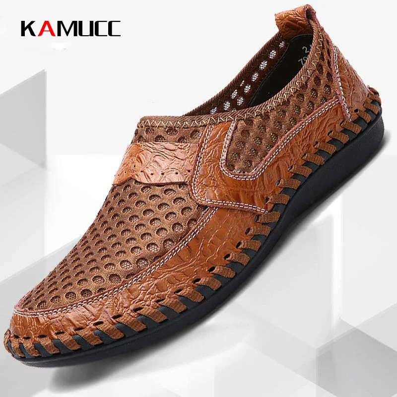 

Men's Casual Shoes Men Leather Loafers Flat Handmade Outdoor Breathable Moccasins Designer Shoes Comfortable Sneakers Size 38-50