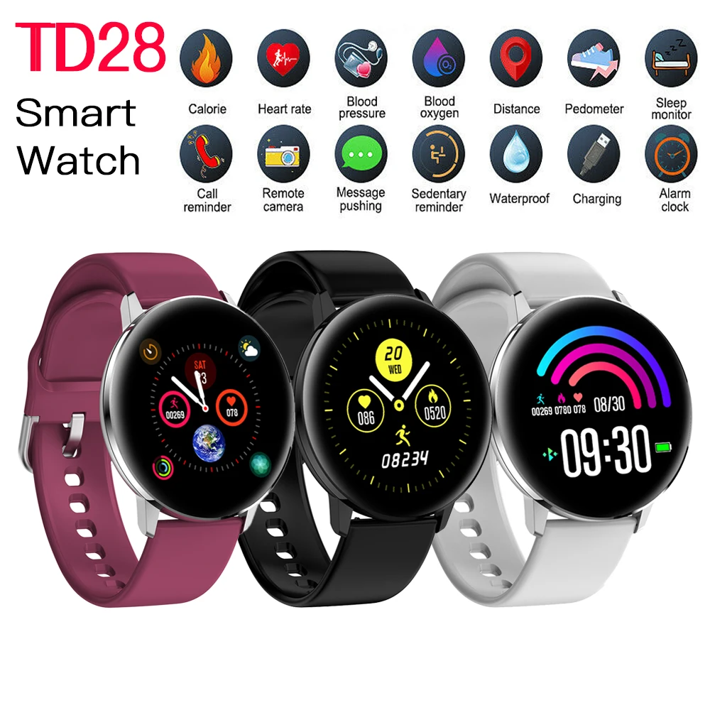 TD28 Smart Watch Fitness Exercise Pedometer Men's and Women's Heart Rate Monitor Smart Information Push For IOS Android Phone