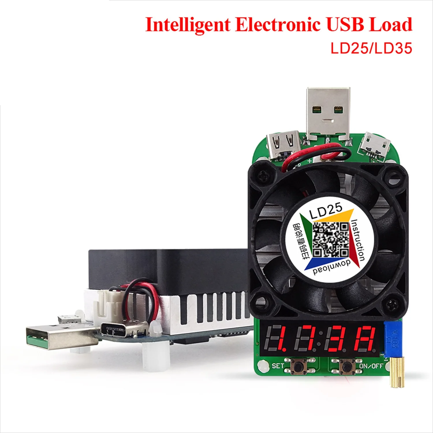 Электронный резистор нагрузки USB-интерфейс Тест разряда батареи Светодиодный