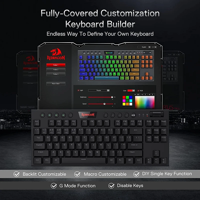 Redragon k621 Новая беспроводная Механическая игровая клавиатура Bluetooth/2 4G/USB с красным