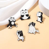 cute custom cat penguin panda read a book brooch bag lapel pin lovely animal enamel pin cartoon funny badge jewelry gift for kid