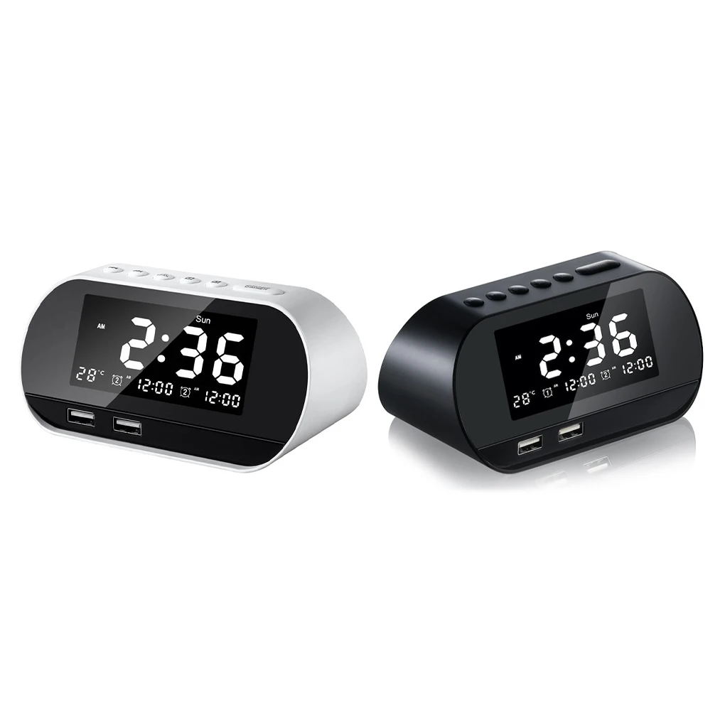 

Wireless Speaker High-definition Dual USB Port Multifunction Stereo Bass Speakers Alarm Clock FM Radio Playback White