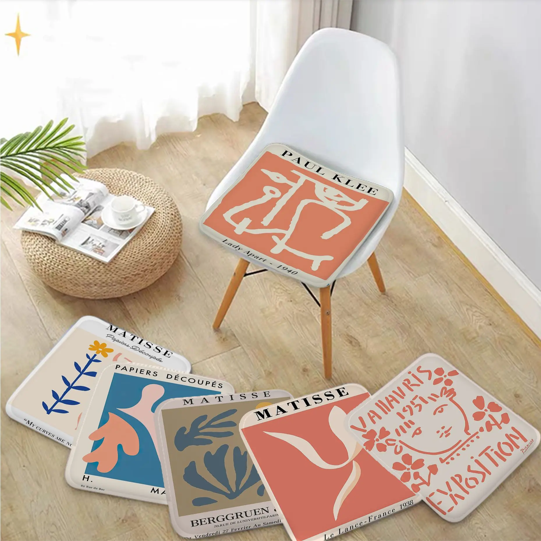 

Picasso Matisse Abstract Yayoi Kusama Four Seasons Seat Cushion Office Dining Stool Pad Sponge Sofa Mat Non-Slip Seat Mat