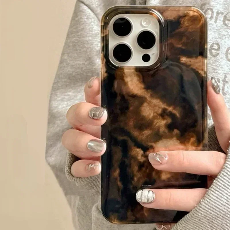 Фото Силиконовый чехол для телефона Vortex Pattern Янтарный, черный, коричневый, для iPhone 16, 11, 12, 13, 14, 15 Pro Max X XS XR 7 8 Plus SE2, мягкий чехол №3
