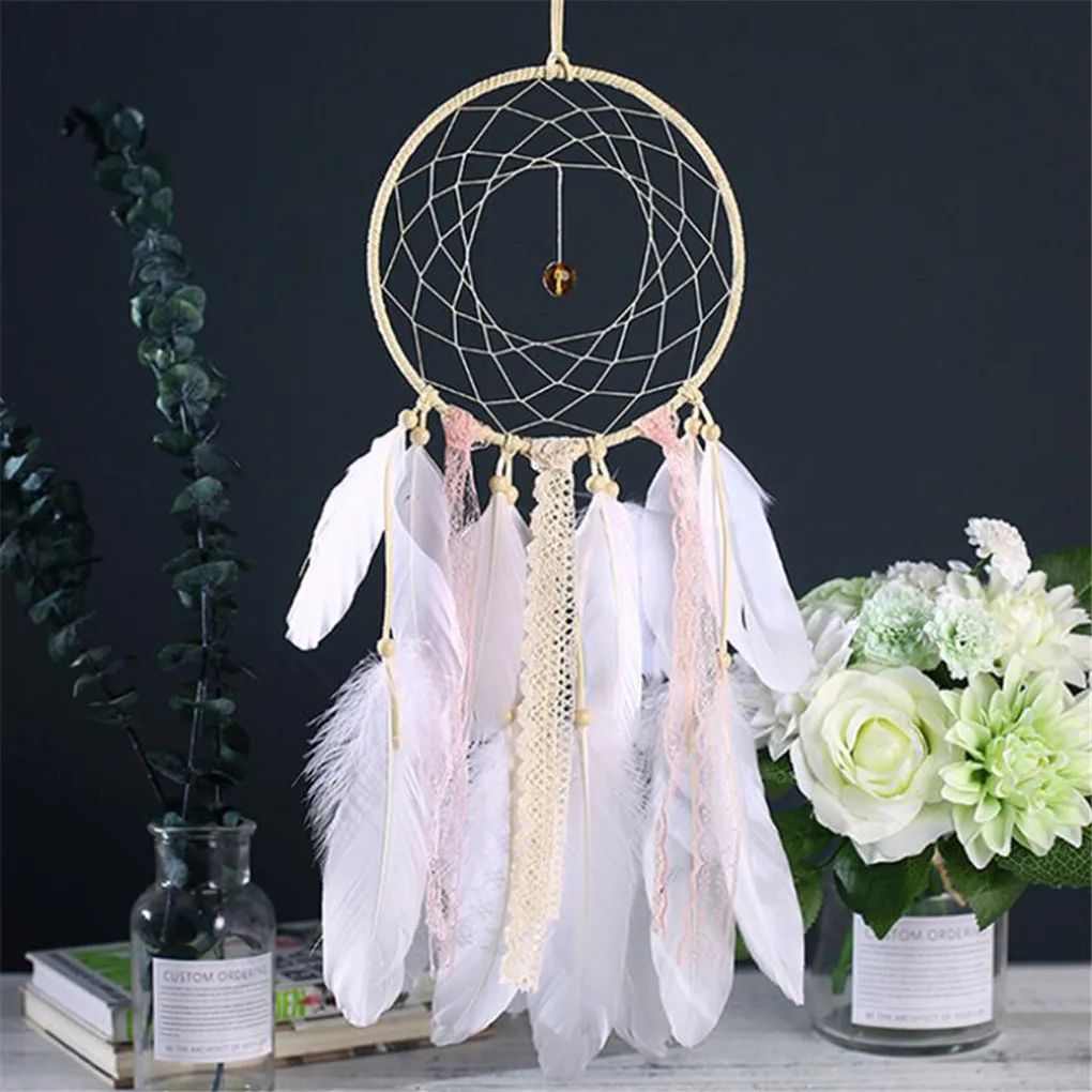 

1pc Handmade Feathers Dream Catcher Wind Chimes Home Hanging Craft Gift Dreamcatcher Ornament Car Hanging Bedroom Decoration