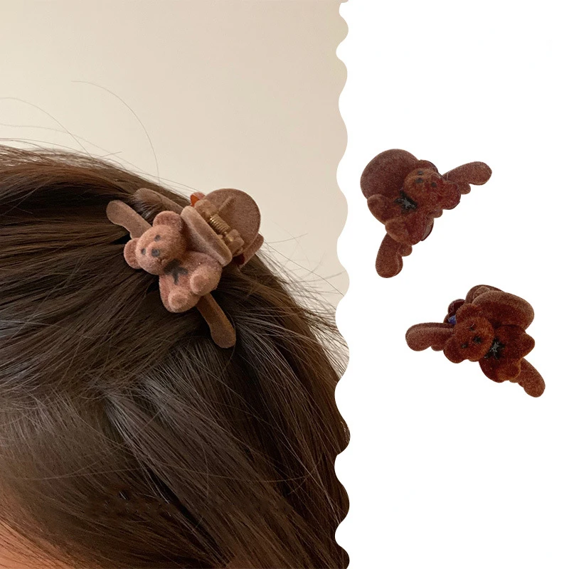 

2pc Retro Elegant velvet bear Hair Claw Clips for Women Girls Hairpin Headband for Hair Accessories Headwear Ornament