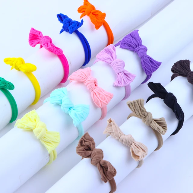 10Pcs/Lot Fashion Colorful Mini Bows Elastic Hair Rope For Cute Girl Women Rubber Band Ponytail Holder Headwear Kid  Accessories 2