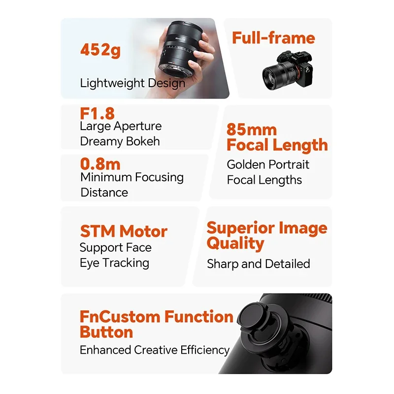 7artisans af85 мм F1.8 Полнокадровый Автофокус STM Большая диафрагма легкий объектив для