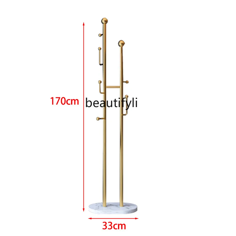 

yj Iron Black Coat Rack Light Luxury Hotel Household Clothes Bag Rack Marble Simple Modern Clothes Rack Floor-Standing Rack