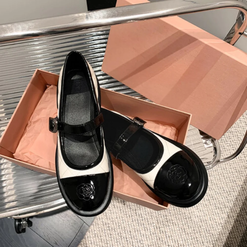 2024 новые женские туфли Мэри Джейн из коровьей кожи на плоской подошве модные в