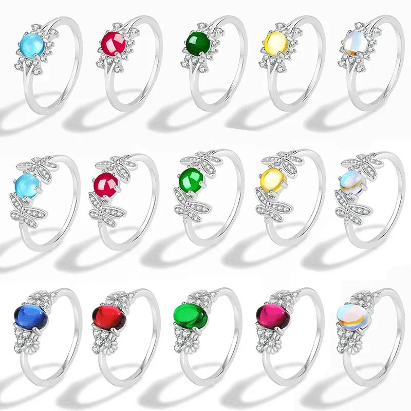 

Hot selling S925 sterling silver fashion trend versatile simple exquisite egg face dragonfly type female ring