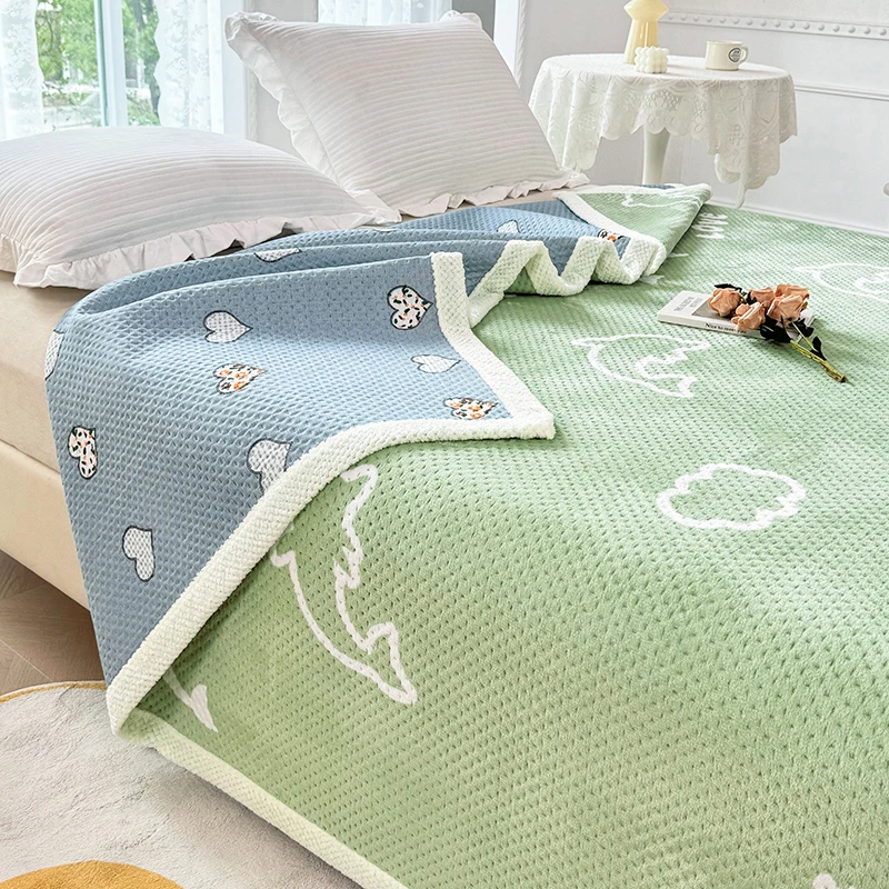 Бархатное покрывало Bonenjoy с принтом двусторонний дизайн наматрасник теплое