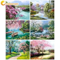chenistory acrylic painting by numbers kill time decorative paintings streams spring landscape number painting for adults diy gi