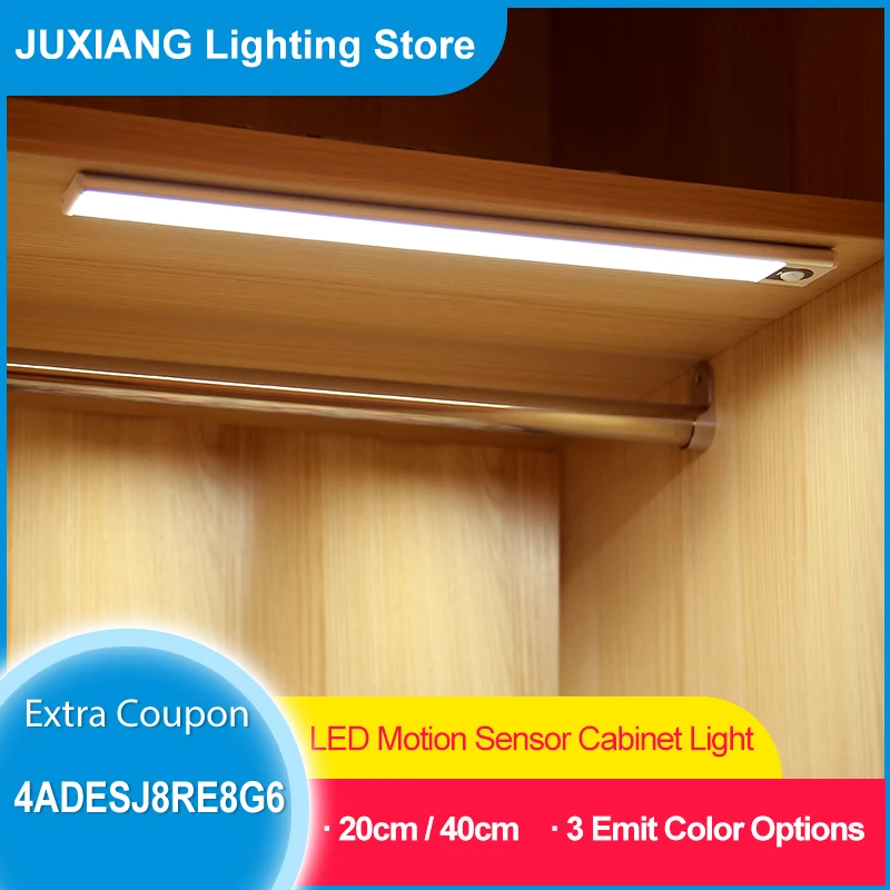 led under cabinet light smart pir motion sensor human detect dimming kitchen cupboard wardrobe bed auto closet lamp rechargeable free global shipping