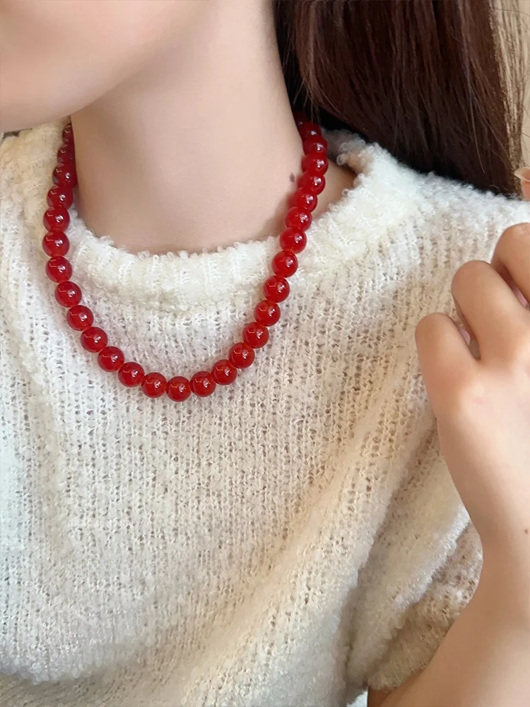 Дорогой и Белый! Ожерелье из бисера в стиле ретро с красным агатом женское колье