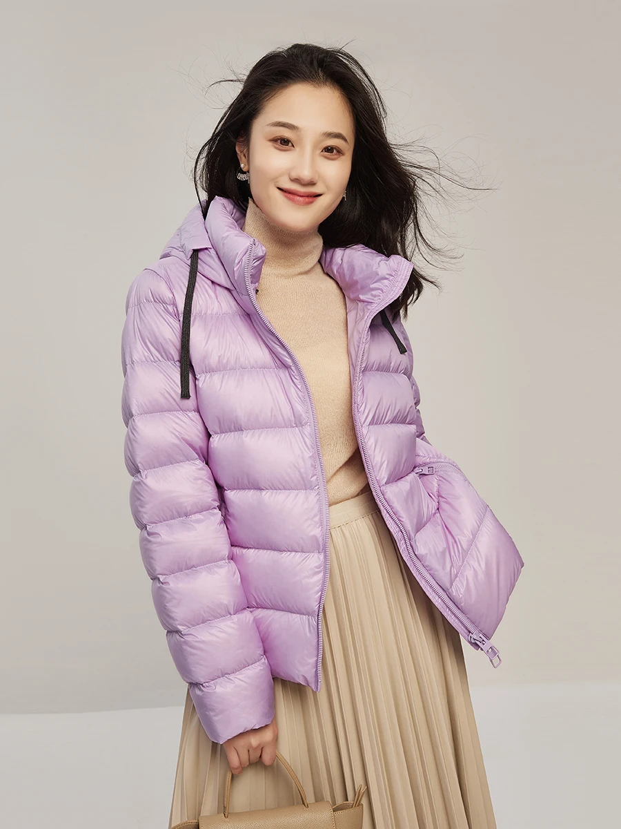 High-quality 90%  White Goose Down  Women Jacket  Casaco Feminino Light Basics  Winter Thin Warm Hooded Abrigos De Mujer