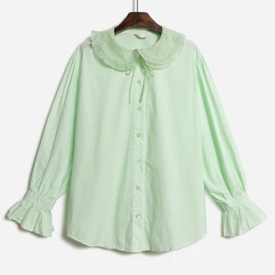 

A Ladies flared sleeve shirt design sense autumn cute doll collar top