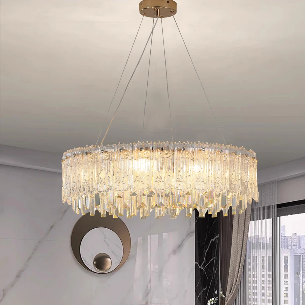 

2023 New Light Luxury Living Room Crystal Pendant Lamps Postmodern Atmosphere Restaurant Hanging Lamp Bedroom Room Chandeliers