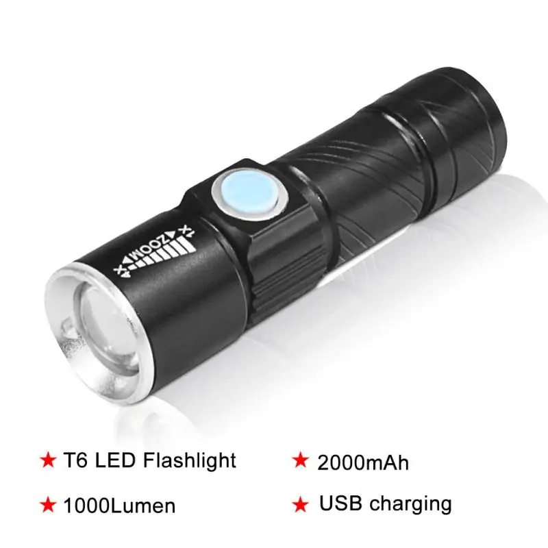 Mini LED COB Torch Flashlight USB Charging Glare Telescopic Zoom Bright Portable Lighting Camping Lantern Tent Fishing Lamp