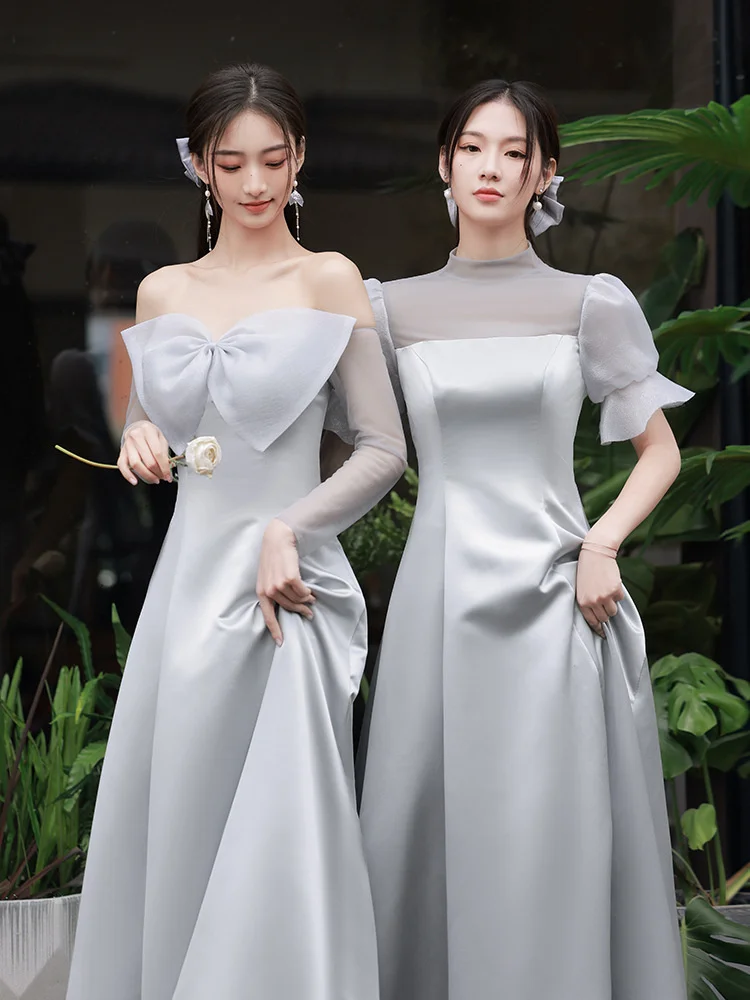 

Grey Bride Clothes 2023 New Bet Style Smart French Bride Clothes Elegant Dress Women for Wedding Party Dress for young girls