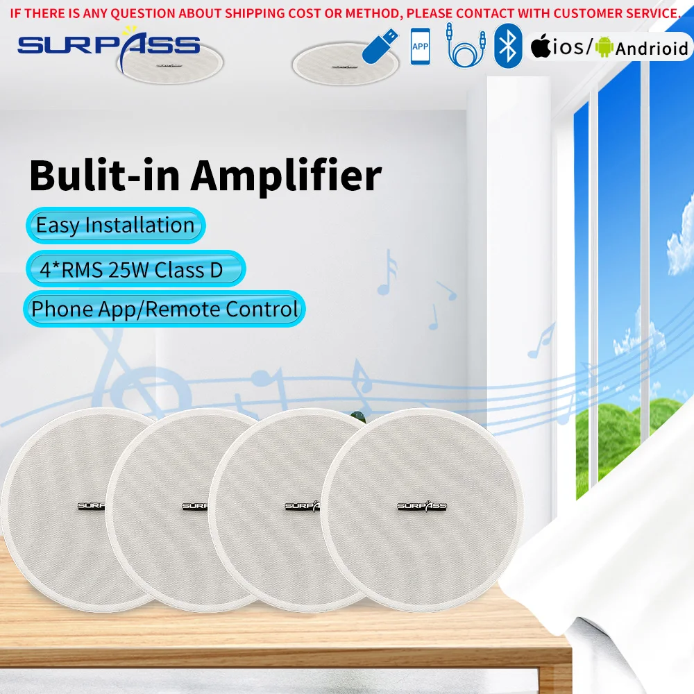 waterproof ceiling speaker shower home audio coxial hifi stereo sound 25w pa system white in wall bt speaker for bathroom free global shipping