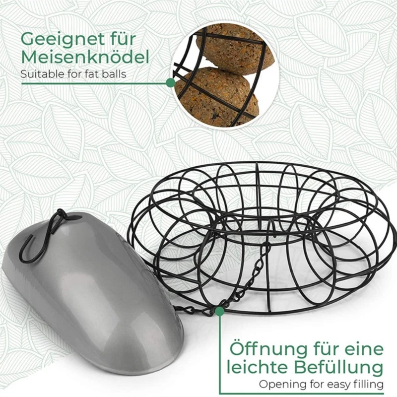 

Hanging Outdoor Bird Feeder Metal Wild Birds Feeder Fat Ball Holder Wind Proof