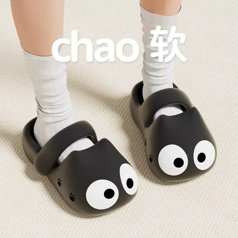 Женские сабо с милым котом летние нескользящие удобные сандалии на массивной