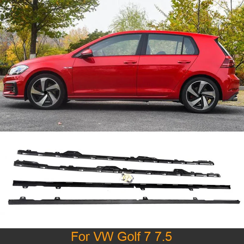 

Black PP Door Protector Chin Kit Guard Side Skirts Aprons For Volkswagen VW GOLF 7 7.5 R R Line Hatchback 2014 - 2018 4PC