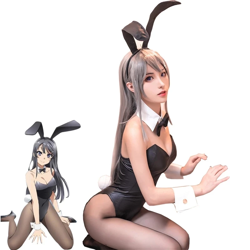 

Anime Sakurajima Mai Cosplay Costume Halloween Women Black Sexy Jumpsuit Rascal Does Not Dream of Bunny Girl Senpai Cos