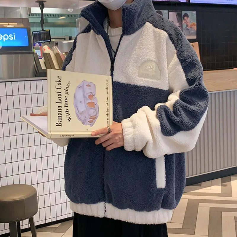 Lamb Wool Coat Men's Autumn And Winter 2022 New Trend Plus Velvet Thick Loose Cotton Coat winter coat