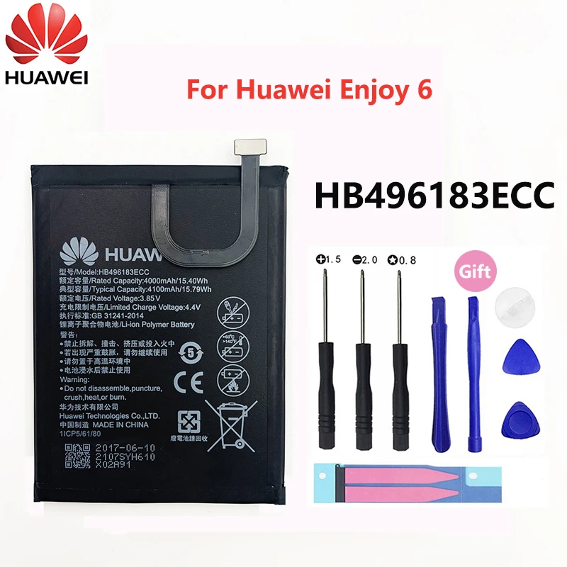 

Hua Wei Original Replacement Phone Battery HB496183ECC 4100mAh For HUAWEI Enjoy 6 SIM TD-LTE NCE-AL00 NCE-AL10 Phone Batteries