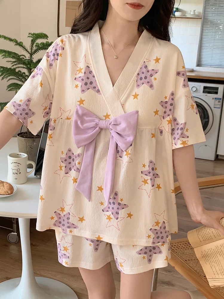 Пижама с нагрудной подушечкой для ночного сна женская летняя хлопковая одежда