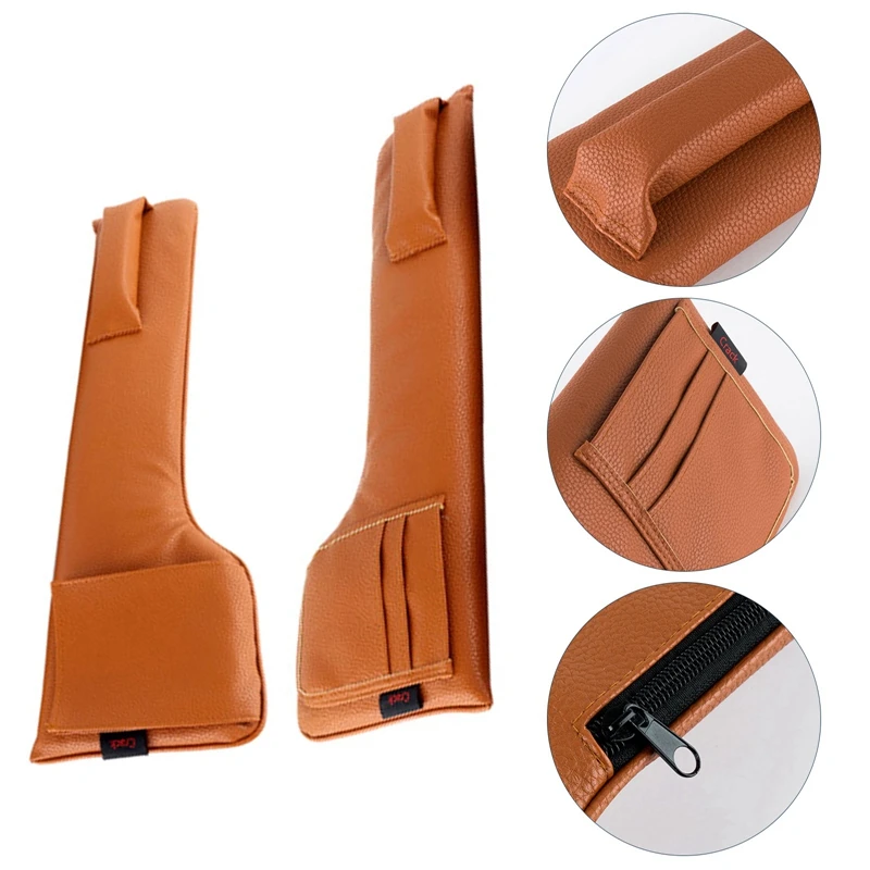 

2Pcs Car Seat Gap Leak Stop Pad Leather Storage Bag Auto Main and Co-pilot Seat Crevice Co-pilot Card Storage Bags Pocket