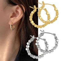 2022 vintage gold color metal ball hoop earrings korean style hollow out statement earrings for women girl party fashion jewelry