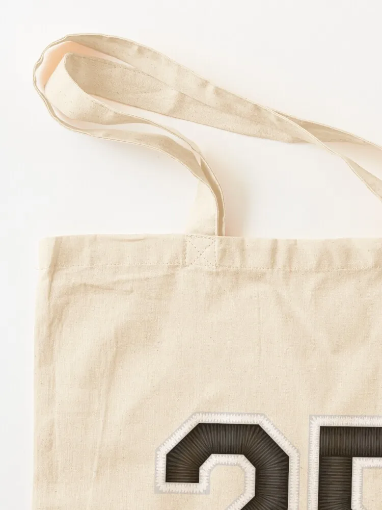 Фото Сумка-шоппер из ткани с номером 25, черная, в стиле спортивной формы, для футбола, холщовая сумка через плечо №3